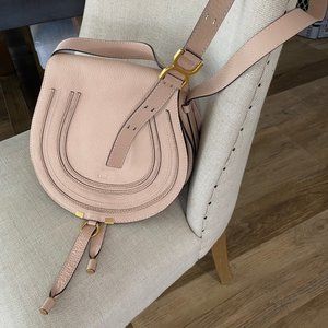 Chloé Medium Marcie Leather Saddle Bag Pink pebble